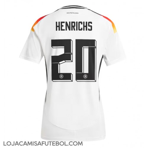 Camisa de Futebol Alemanha Benjamin Henrichs #20 Equipamento Principal Mulheres Europeu 2024 Manga Curta